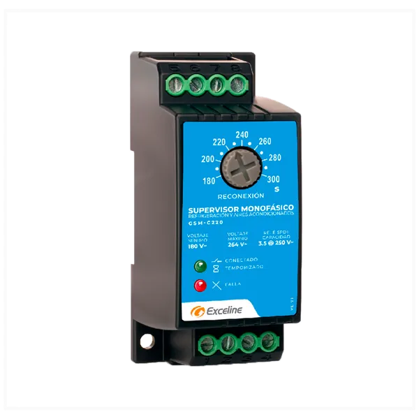 Protector de Voltaje Monofásico para Refrigeración y Aire Acondicionado Exceline 220 V